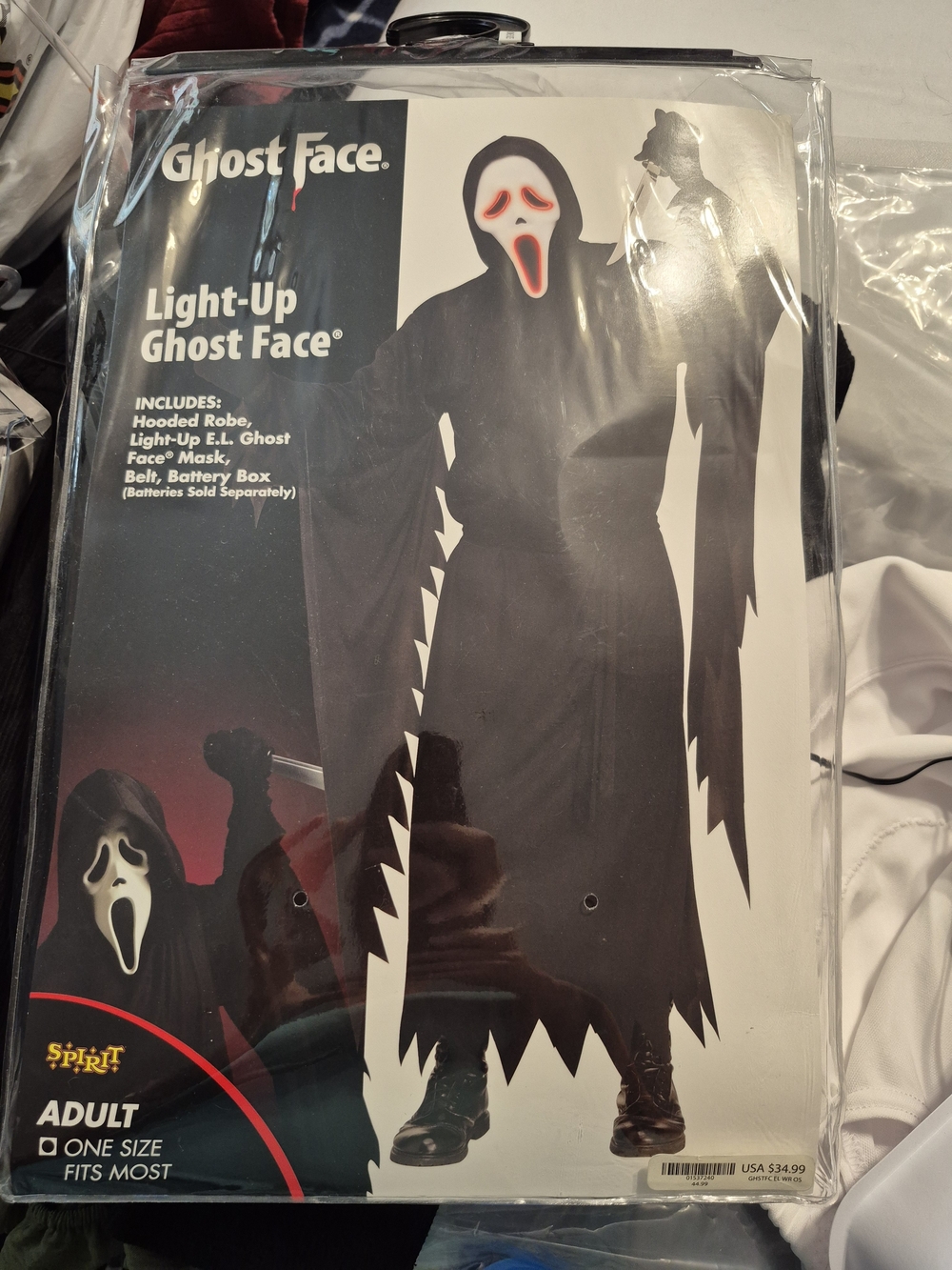 Spirit Ghost Face Light-Up Costume - Black with Red Accents